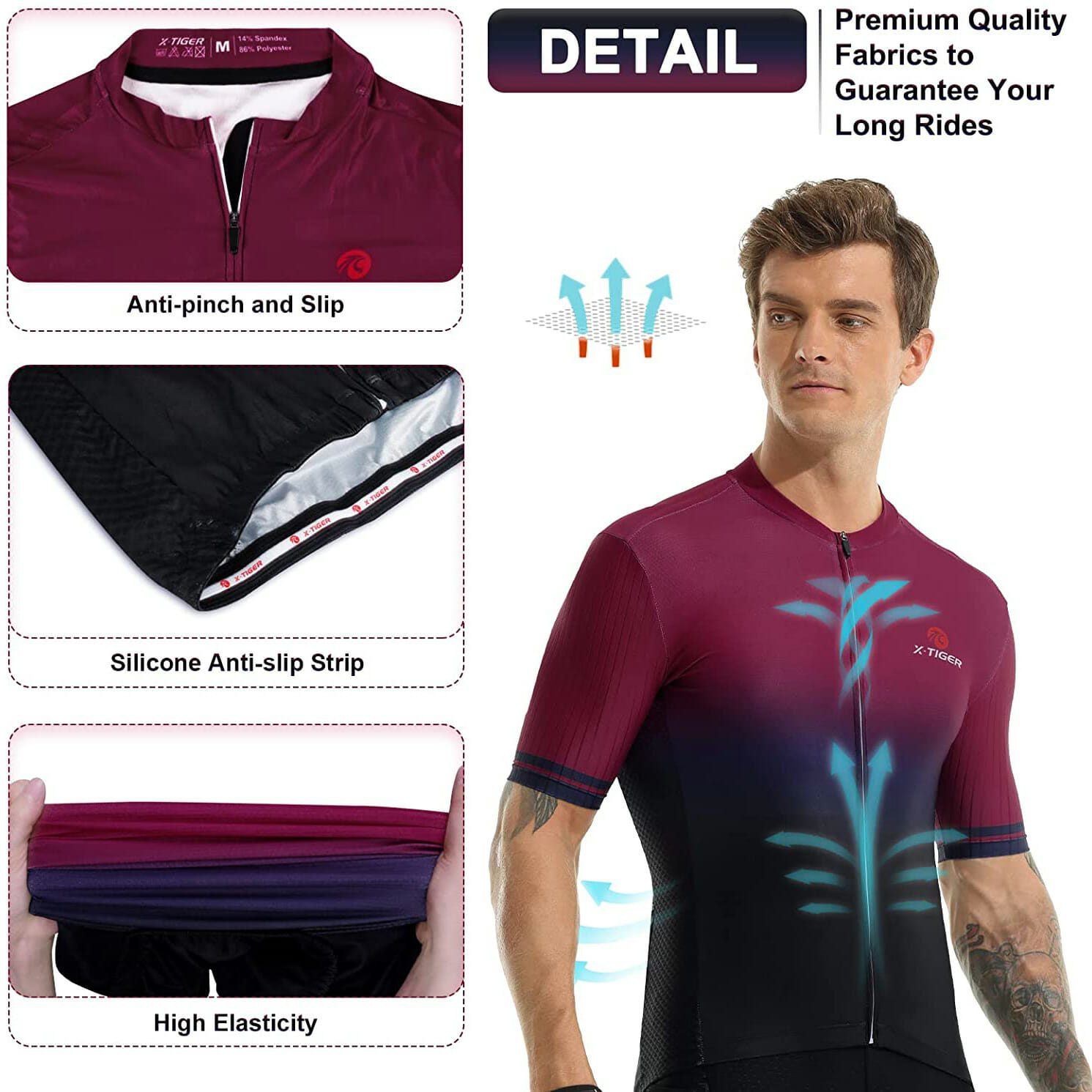 X-TIGER-Men-s-Cycling-Jersey-Set-Gradient-Series-Breathable-Shirt-3D-Cushion-Shorts-Padded-Pants-1